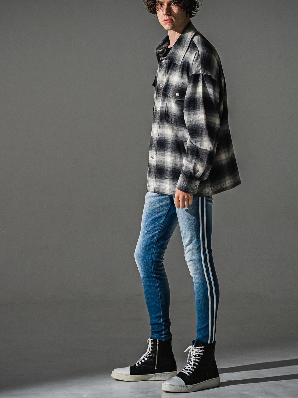 FLANNEL CHECK JK   オンブレチェック ヘリンボーン ネルジャケット （ブラック）