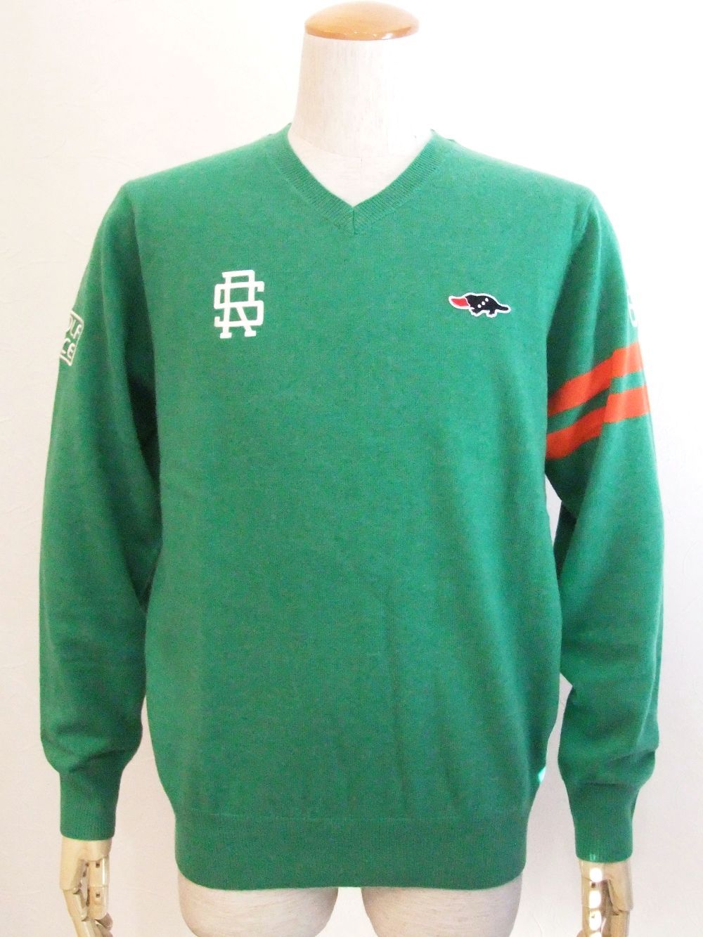 COLLEGE CASHMERE   カシミア Vネックセーター ( グリーン )  RSM-21263