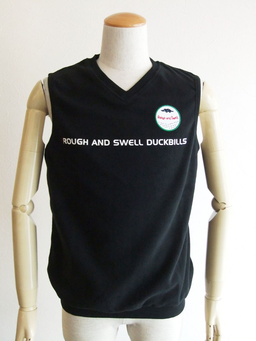 rough & swell - LOGO BALL VEST (ネイビー) フリース ベスト RSM