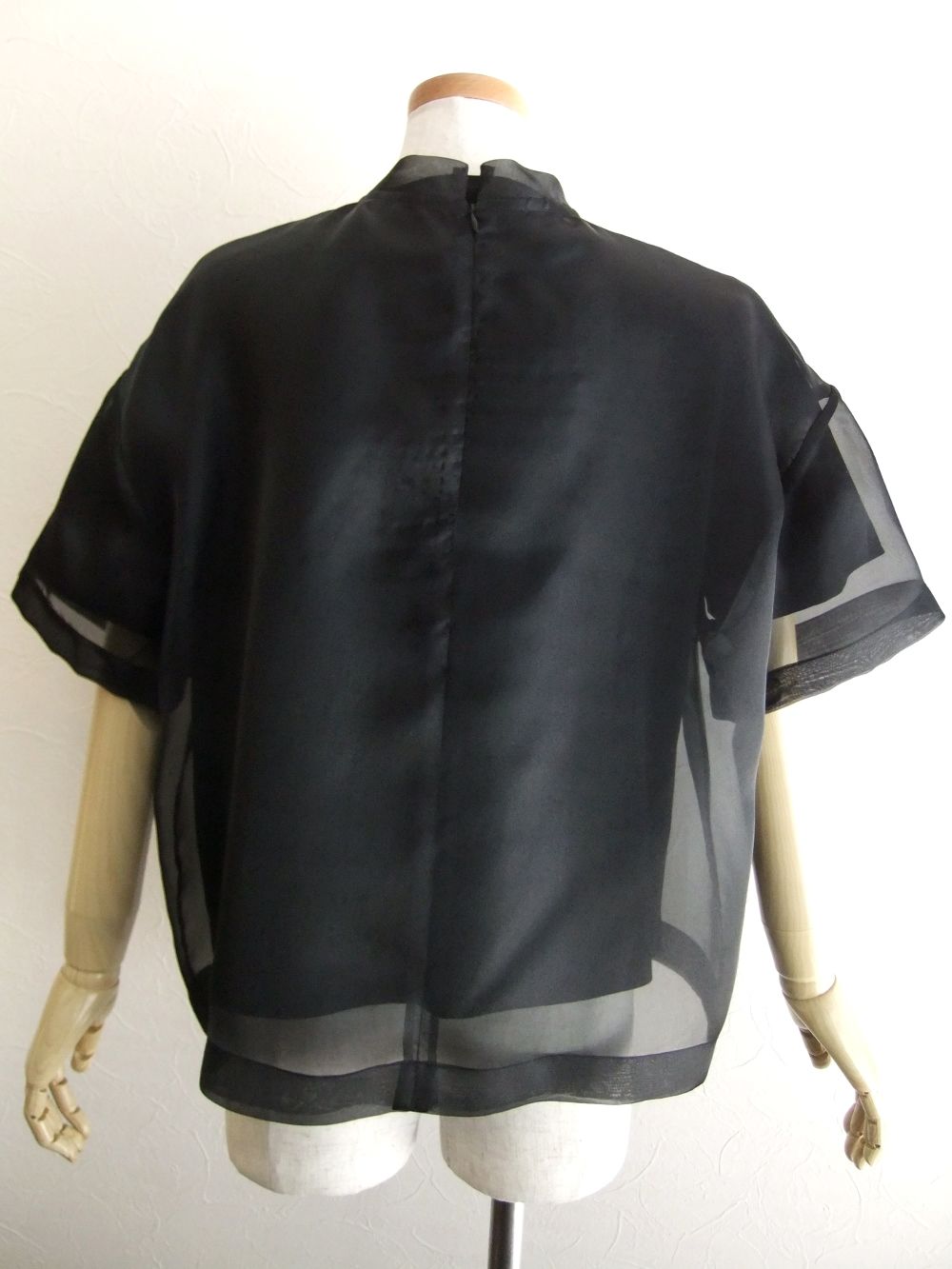 クルーネック オーガンザ レイヤード Tシャツ  (ブラック)  MM0027