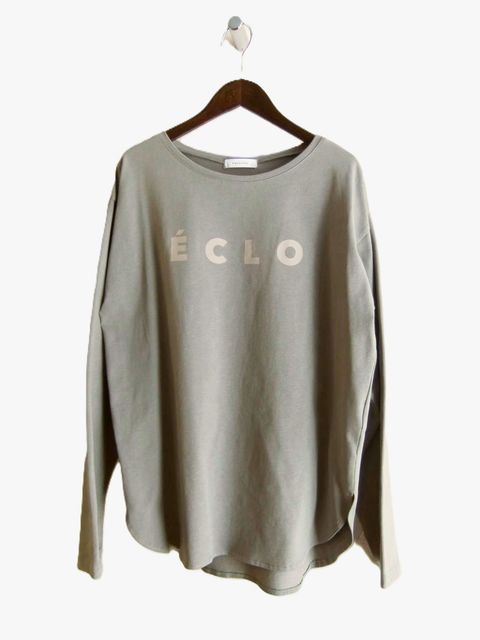 ロゴプリント  長袖 Tシャツ  (カーキグレー)   646926