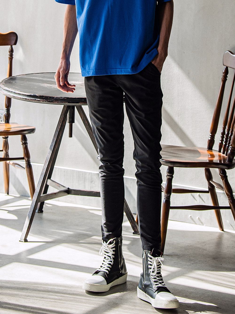 CHRIS EASY TUCK PANTS スラックス イージー タックパンツ (ブラック)
