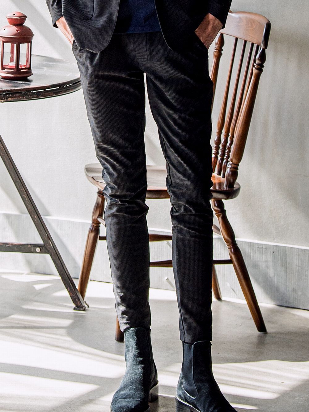 CHRIS EASY TUCK PANTS スラックス イージー タックパンツ (ブラック)