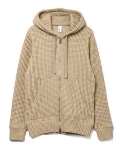 BIG WAFFLE hoodie   コットンワッフル ダブルジップパーカー (ベージュ)