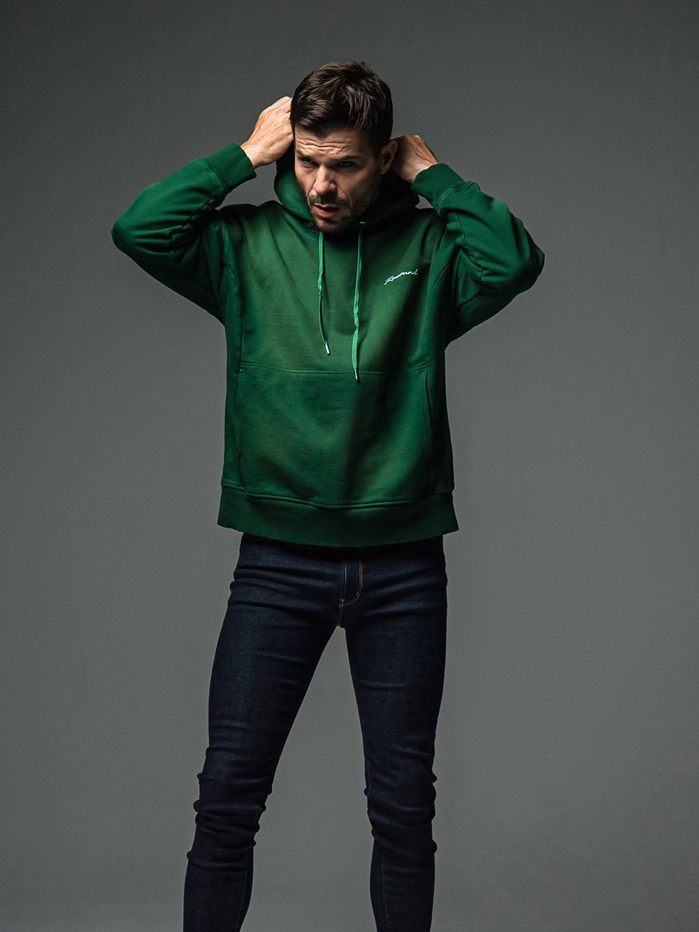 VINTAGE loose hoodie  (グリーン)  度詰め裏毛ヴィンテージルーズパーカー