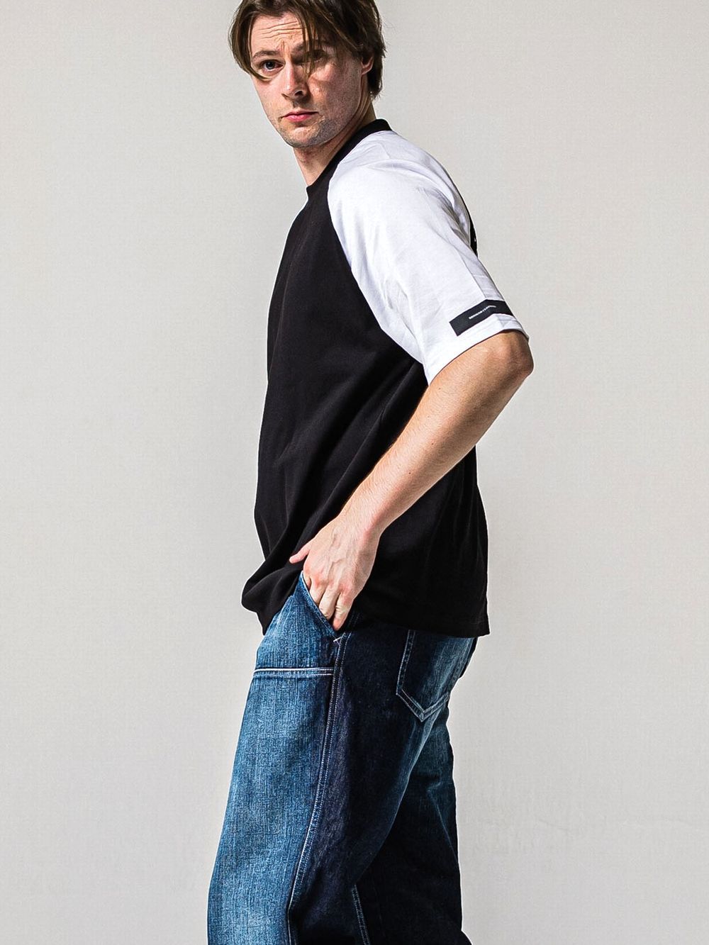 BACK RC RAGLAN OVER T  (ブラック / ホワイト)   グランスリーブオーバーTシャツ