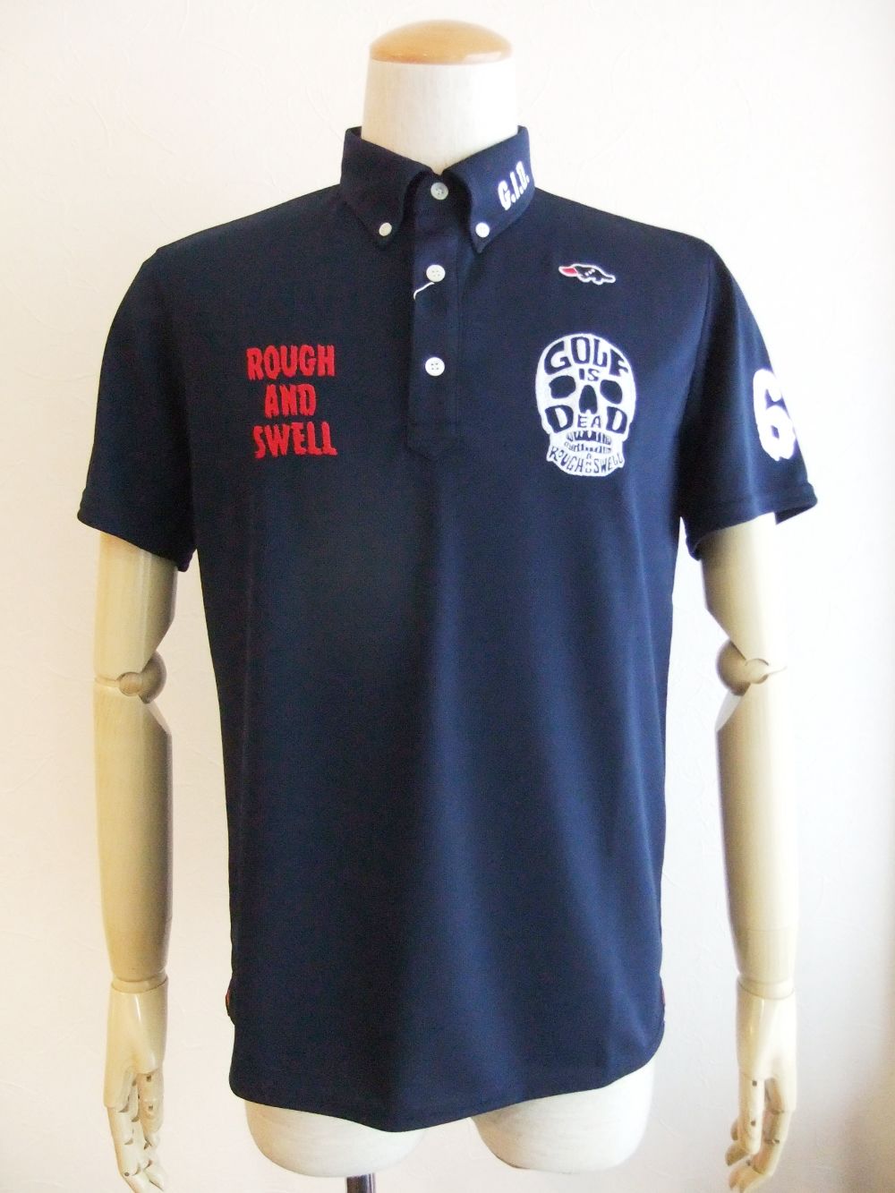 SKULL POLO ( ネイビー )   半袖B.D.ポロ  RSM-21007