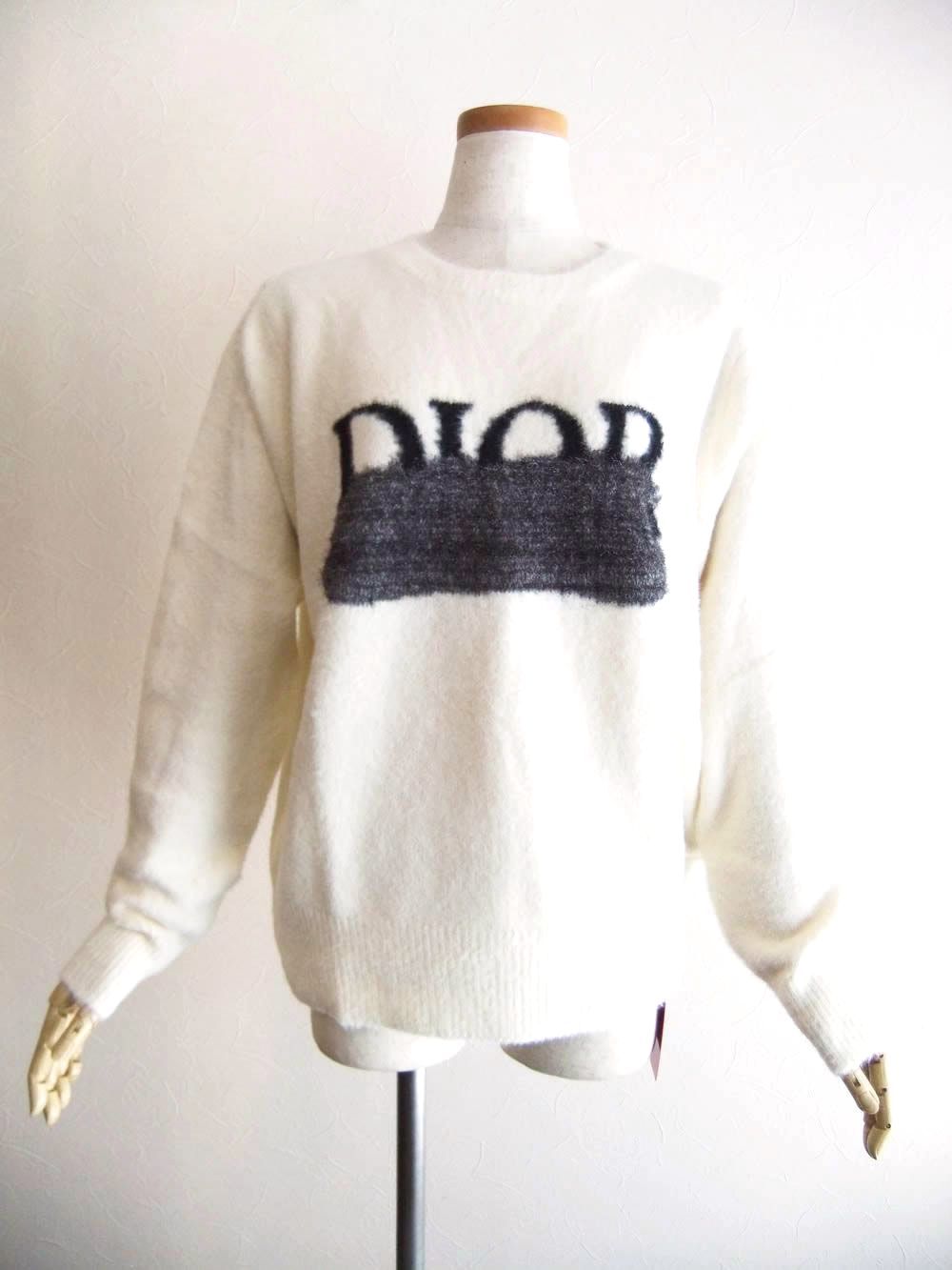 【MICALLE MICALLE Account】 HOMMAGE  DR SHAGGY KNIT (ホワイト)   ロゴ ニット  MAG111NDC