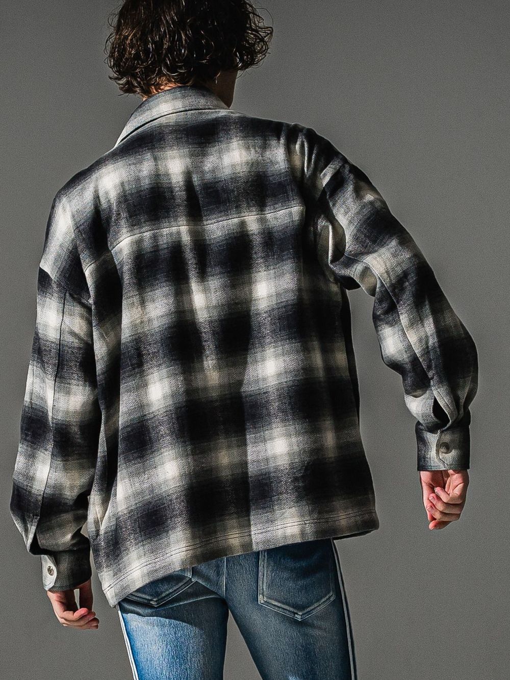 FLANNEL CHECK JK   オンブレチェック ヘリンボーン ネルジャケット （ブラック）