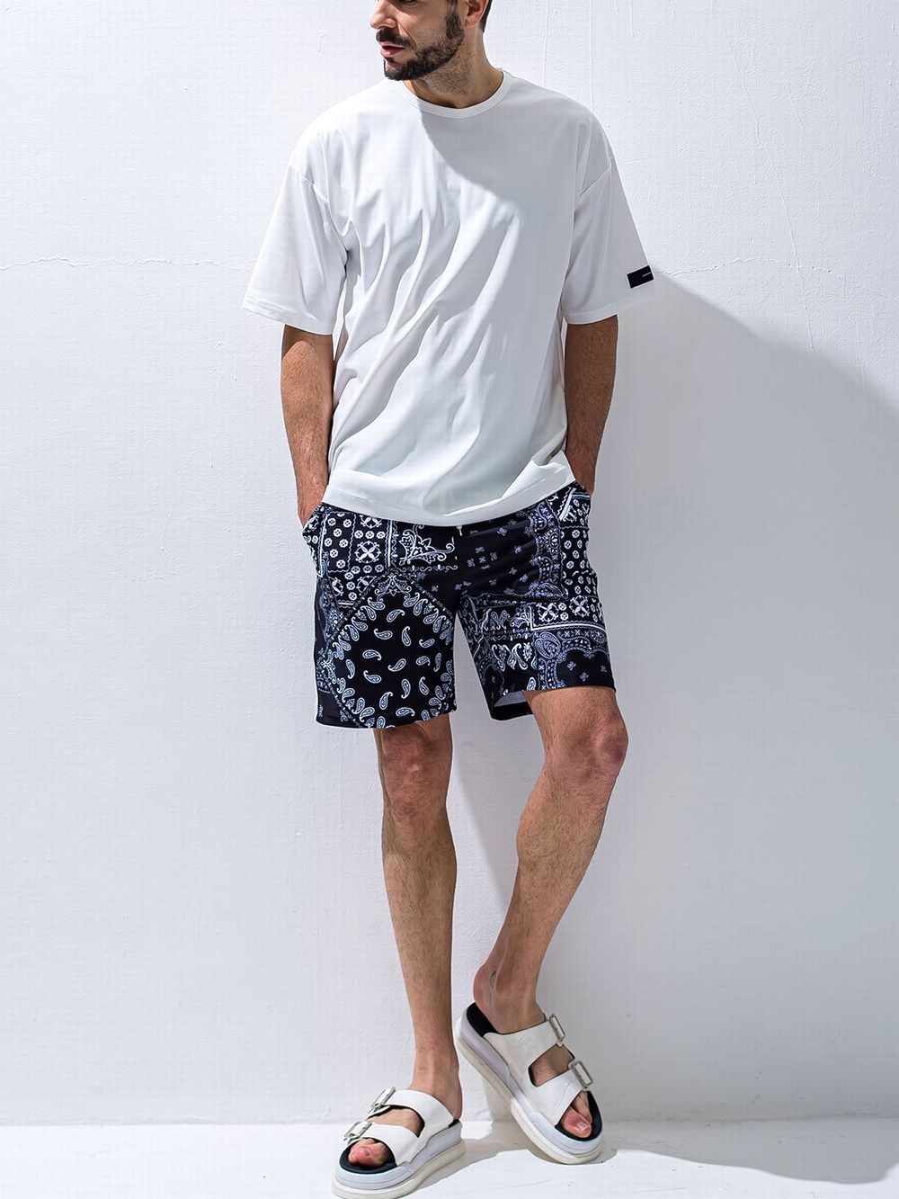 PAISLEY RUSH SHORTS   (ブラック) ラッシュガード ハーフパンツ