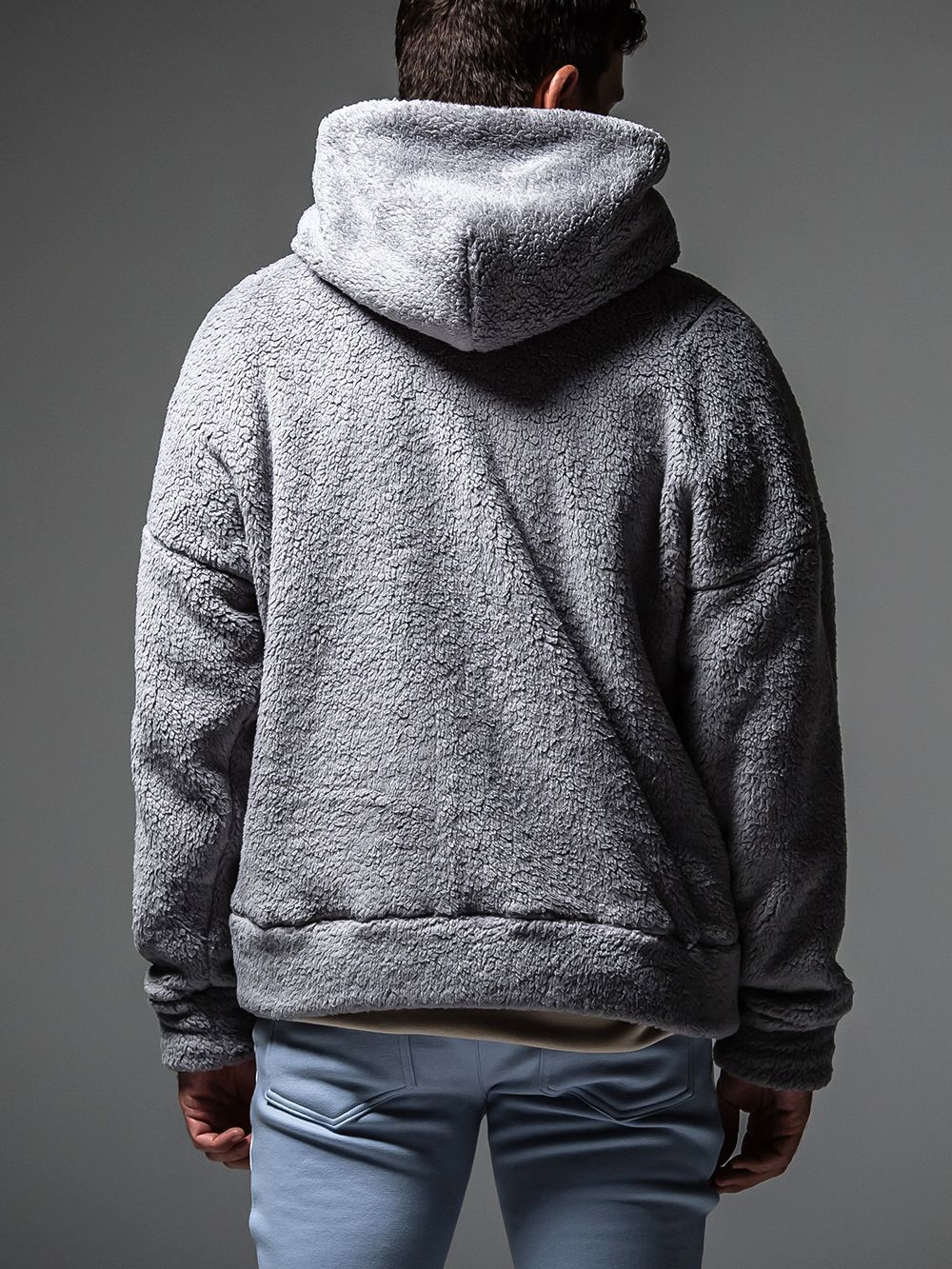 BOA ZIP LOOSE HOODIE WEST  (グレー)  ジップアップボアパーカー