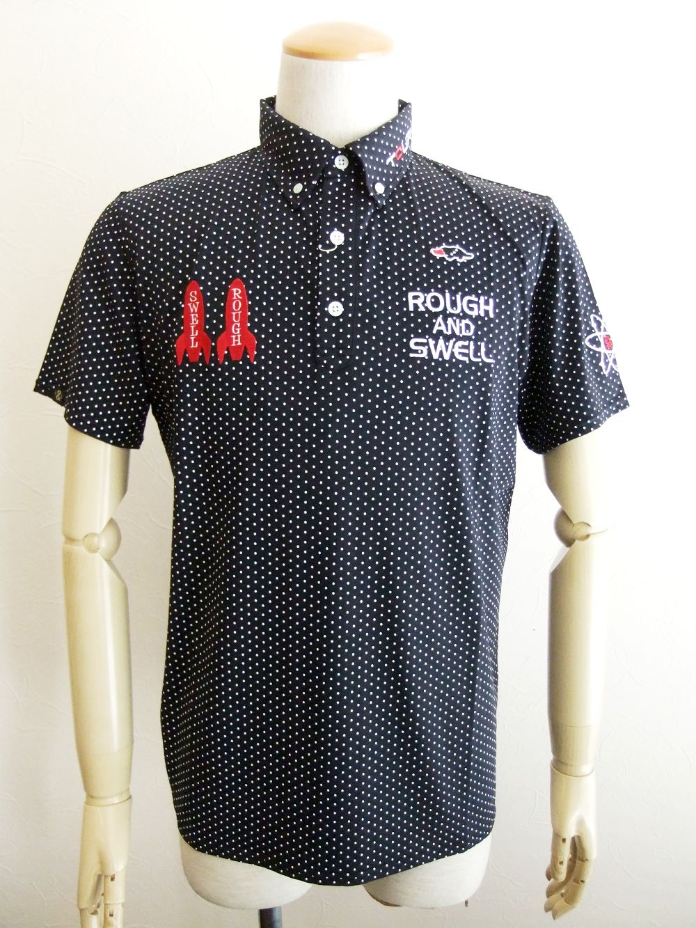 DOTS POLO (ブラック)   ドット柄 半袖B.D.ポロ  RSM-22010