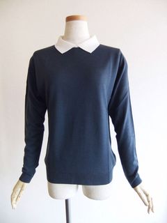《LADIES》 A4601 30G ウール クレリックニットポロシャツ