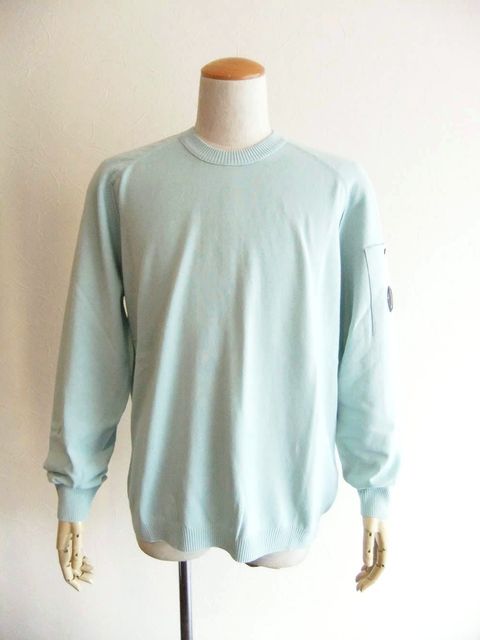 COTTON CREPE CREWNECK LENS SWEATER  (ブルー） コットン クルーネック セーター