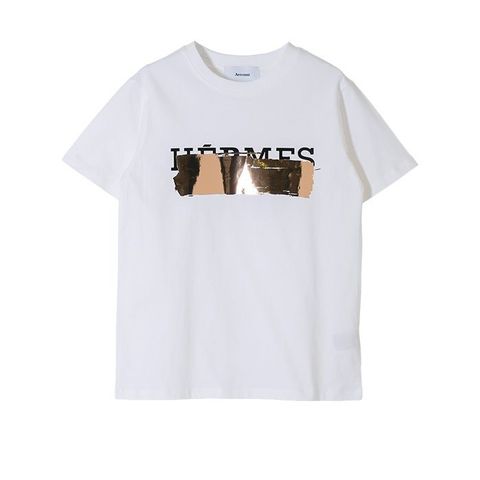 【MICALLE MICALLE Account】 HOMMAGE HFRMFS FOIL PAINT T-SHIRT  (ホワイト×メタリック)  ロゴ T-SHIRT   MAA105TEA