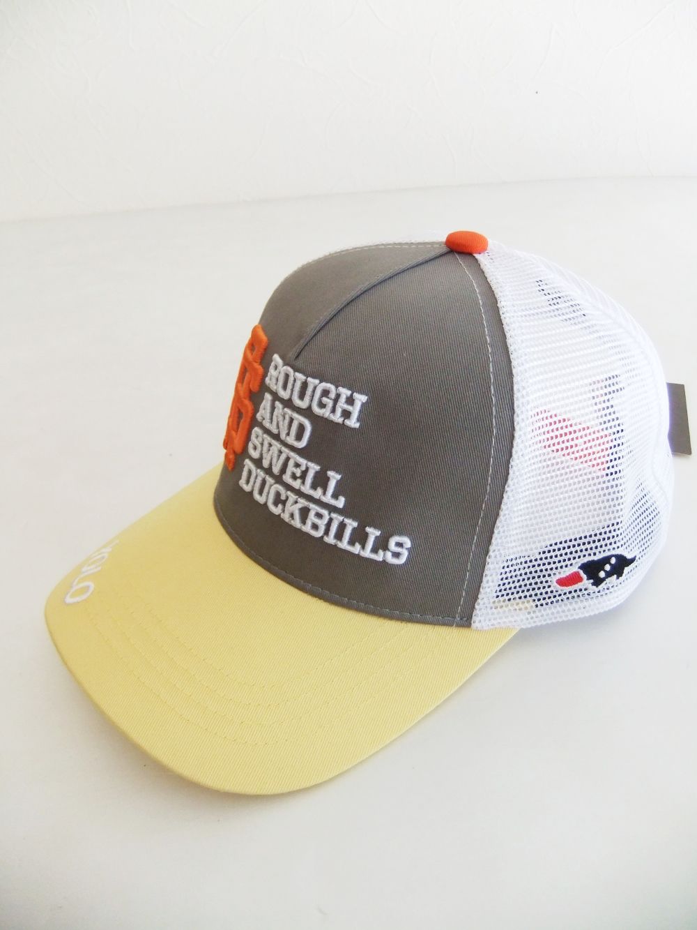 rough & swell - MESH TOUR CAP ( グレー×イエロー ) ロゴ入りキャップ