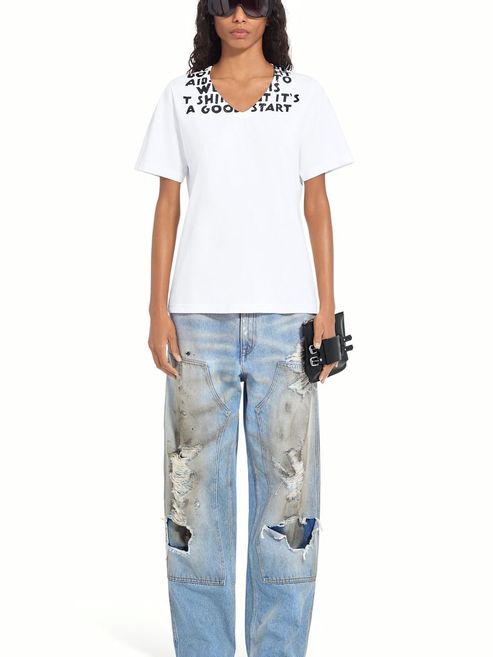 【レディース】MM⑥ MAISON MARGIELA    V-NECK SIDA ロゴ Tシャツ