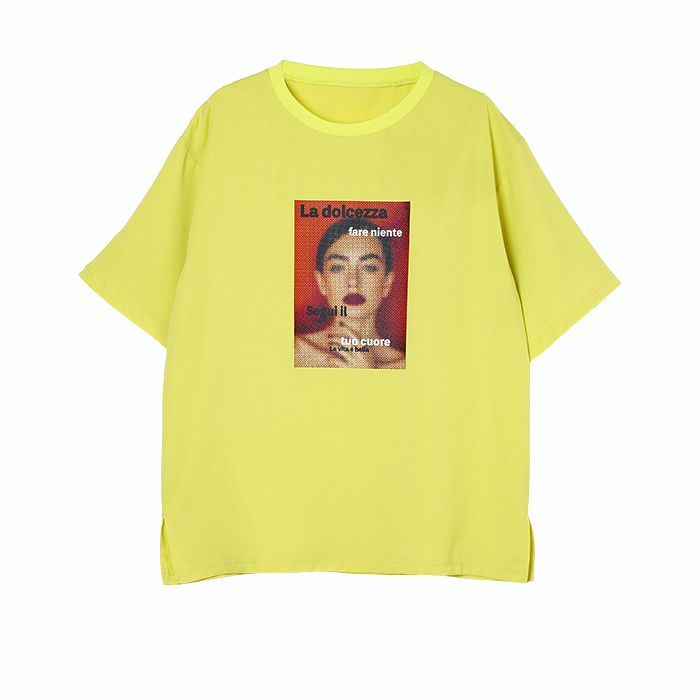 グラフィック プリント Tシャツ (イエロー)    MMA123TEA