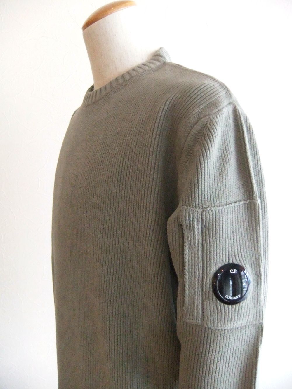 COTTON CHENILLE WAFFLE KNIT (グレージュ)  ワッフル クルーネックニット