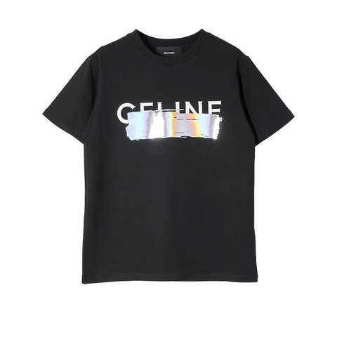 【MICALLE MICALLE Account】 HOMMAGE CFLINF FOIL PAINT T-SHIRT  (ブラック×シルバー)  ロゴ T-SHIRT   MAA107TEA