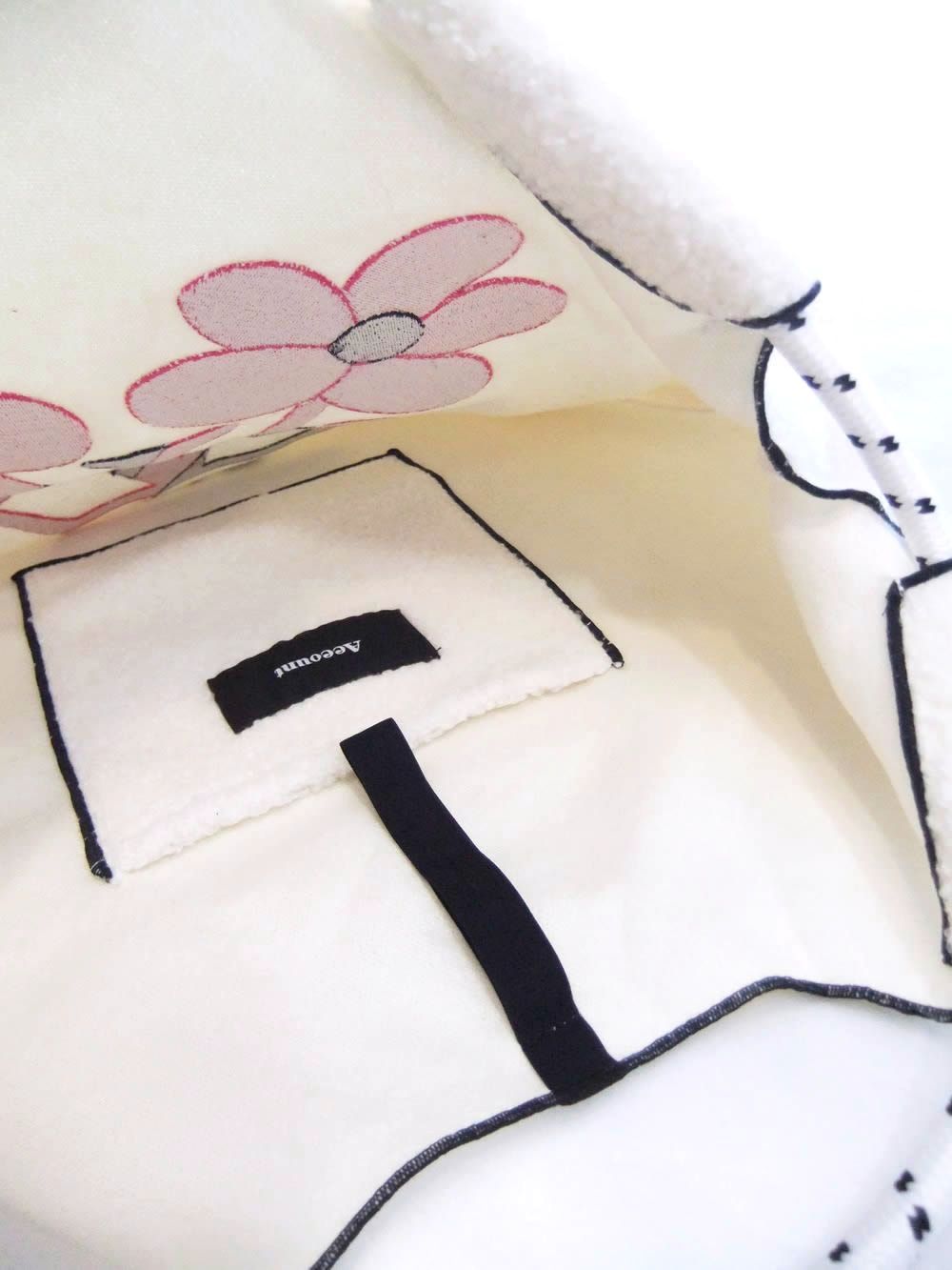 【MICALLE MICALLE Account】 HOMMAGE  FLOWER PARIS FLUFFY TOTE BAG  (ホワイト)  オマージュ トートバッグ  MAJ101GDE