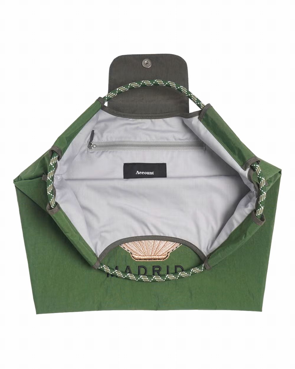 【MICALLE MICALLE Account】 HOMMAGE  SHELL MOTIF FLAP BAG (グリーン) オマージュ フラップ トートバッグ  MAD118GEB