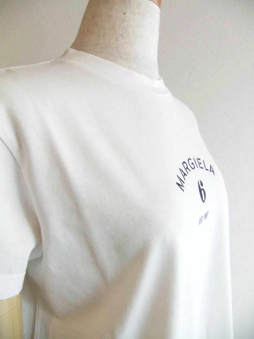 【レディース】MM⑥ MAISON MARGIELA    (ホワイト)  シグネチャー ジャージーTシャツ