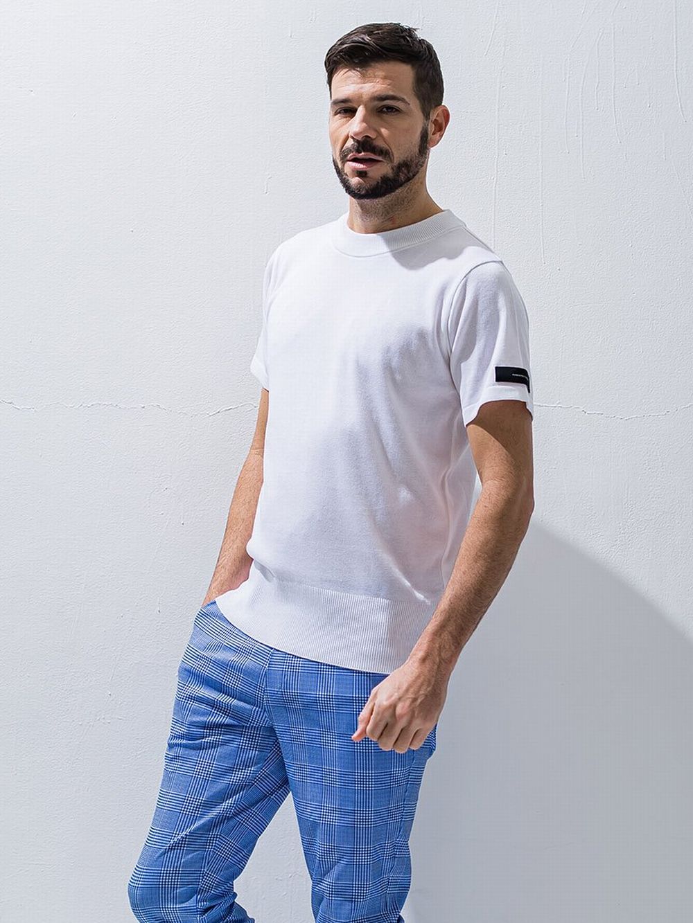 SILK HALF KNT   RC28-K-001 (ホワイト)   半袖クルーネック ニット