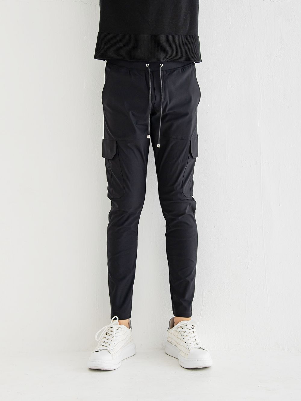 HV NYLON DARRELL CARGO PT  ナイロン カーゴパンツ (ブラック × ホワイト)