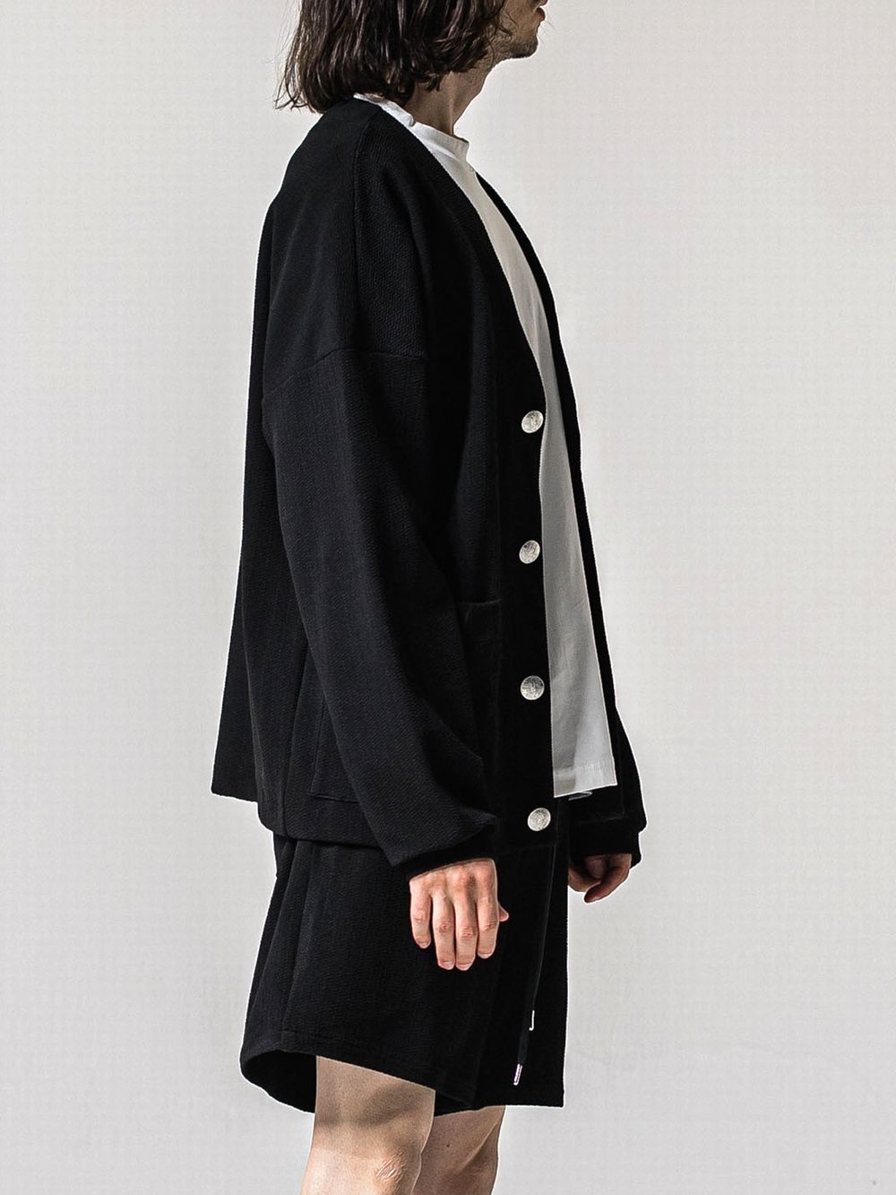 BLISTER KNIT C/D (ブラック)   ブリスターニットカーディガン