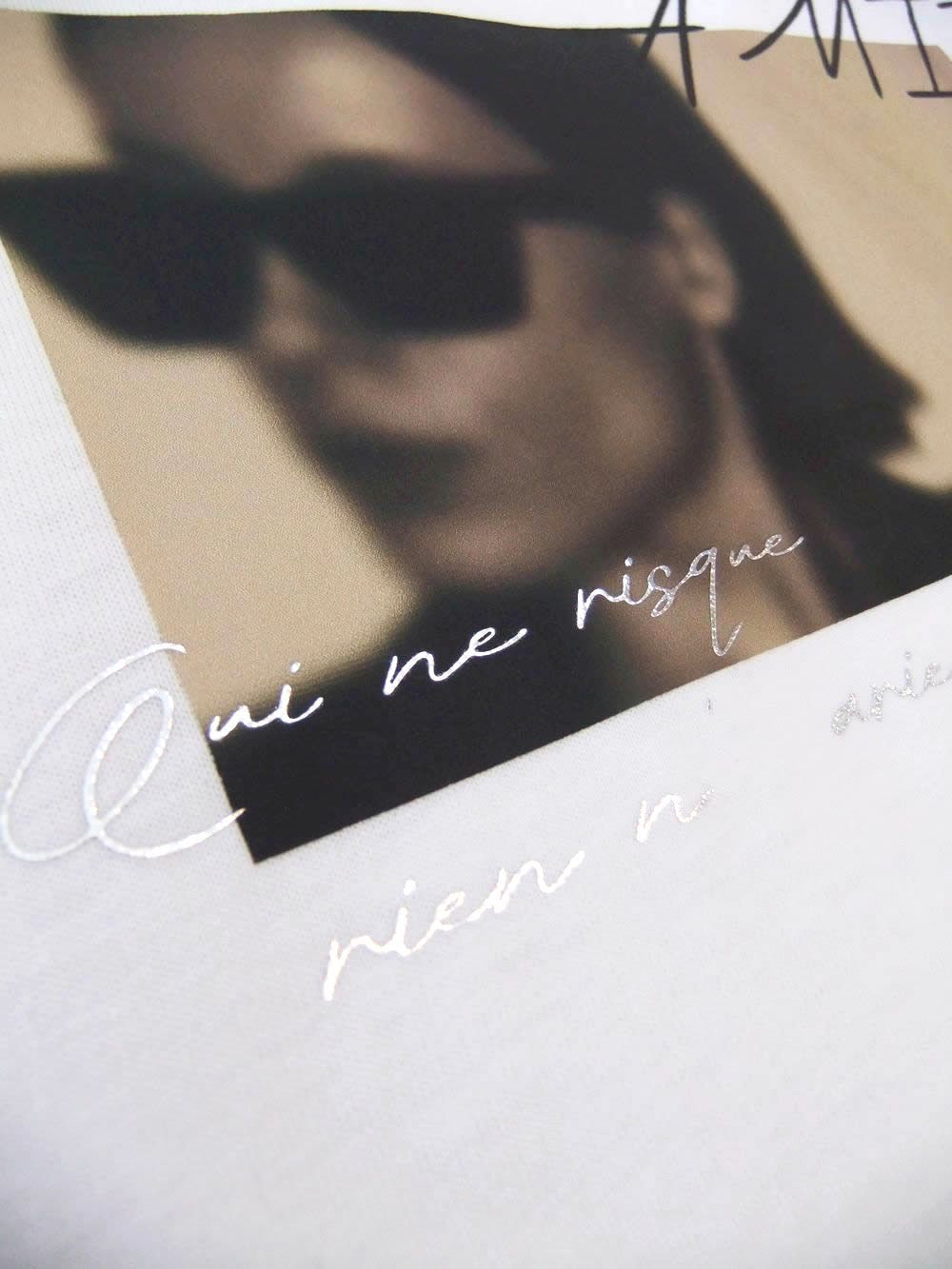 フォトプリント フロントスリット コクーン Tシャツ  (ホワイト)  626940