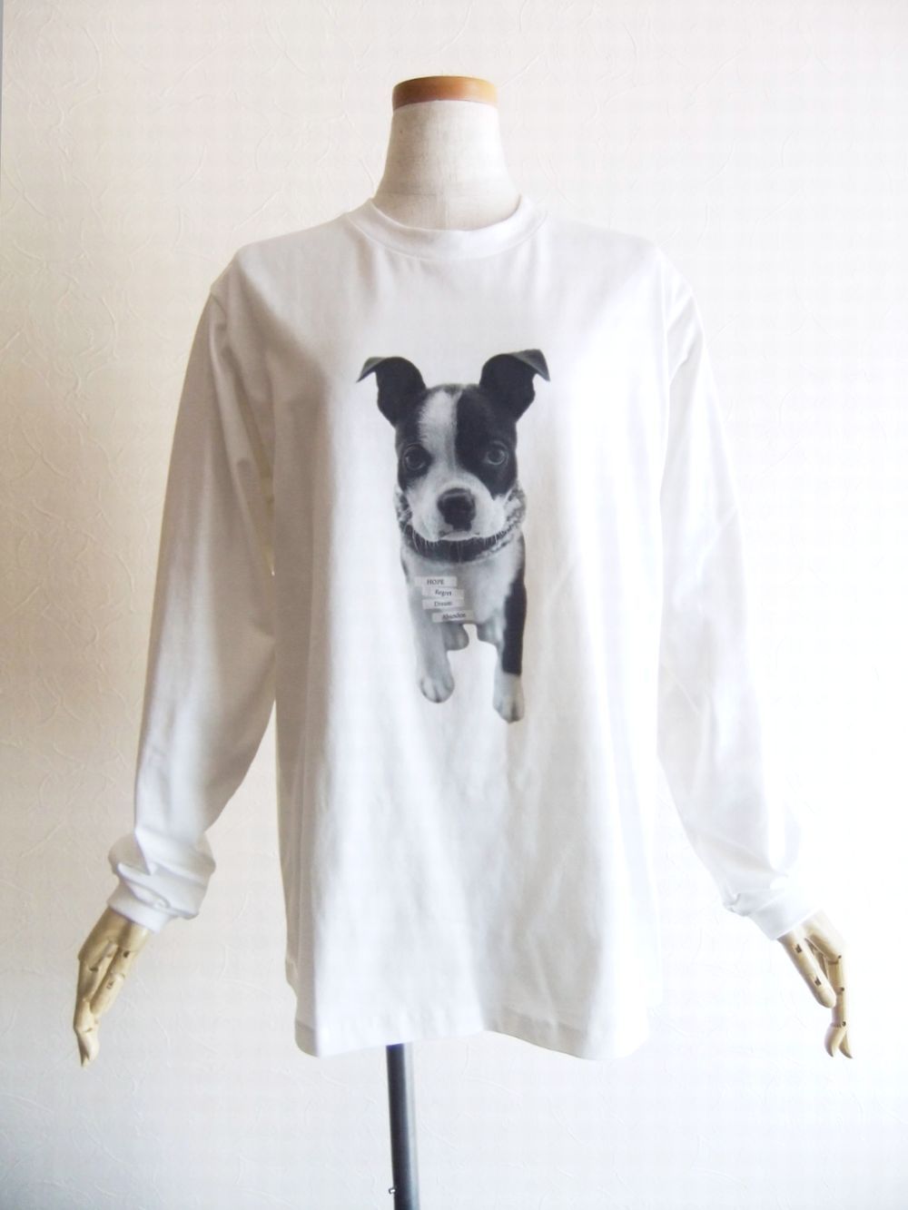 ドッグプリント  長袖 Tシャツ  (ホワイト)  526977