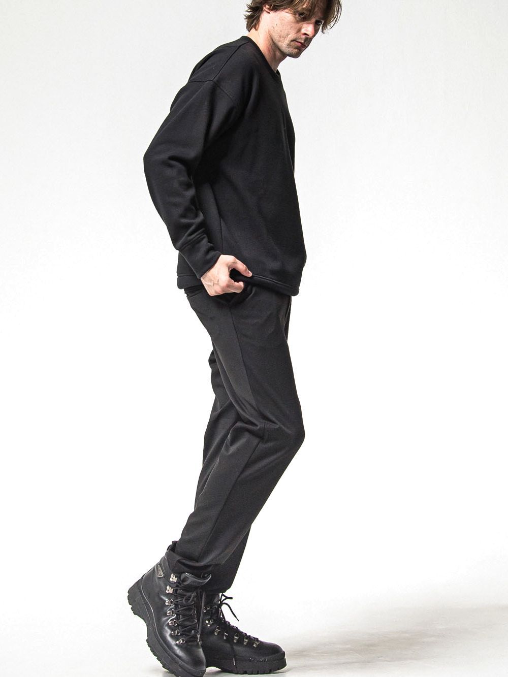 VELOURS FLEECE THERMAL LOOSE TRAINER  (ブラック)  裏起毛 ルーズトレーナー