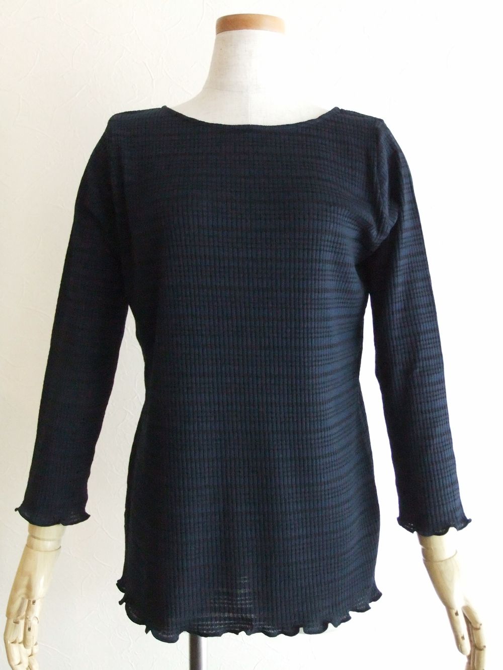 リブ ボーダー 7分袖 Tシャツ  ST-71973