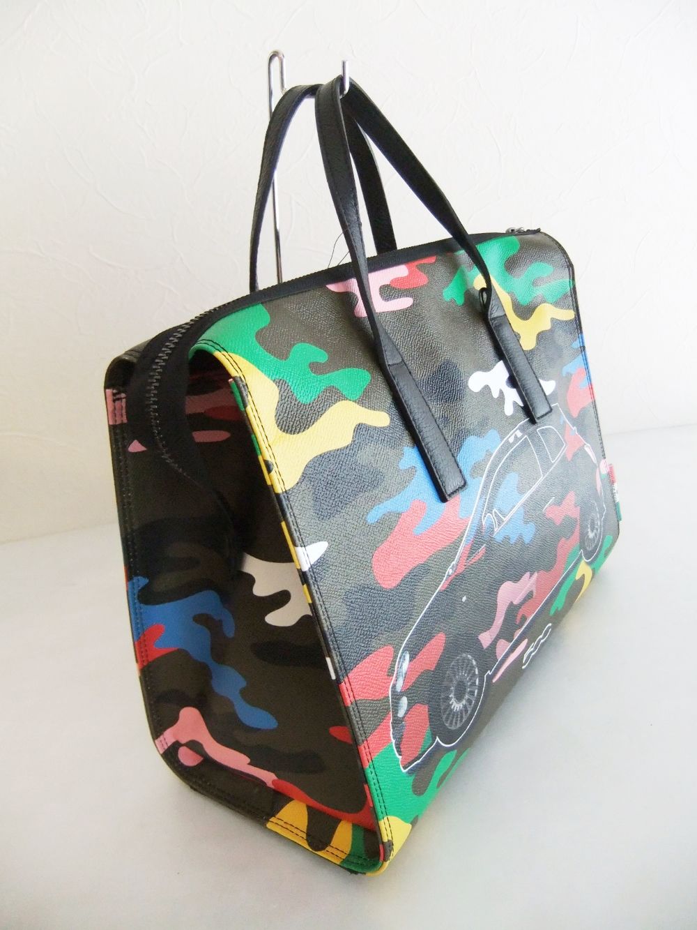BAULETTO GRANDE  COOL BAG  ZIP 付きレザー トート バッグ (カモフラ柄)