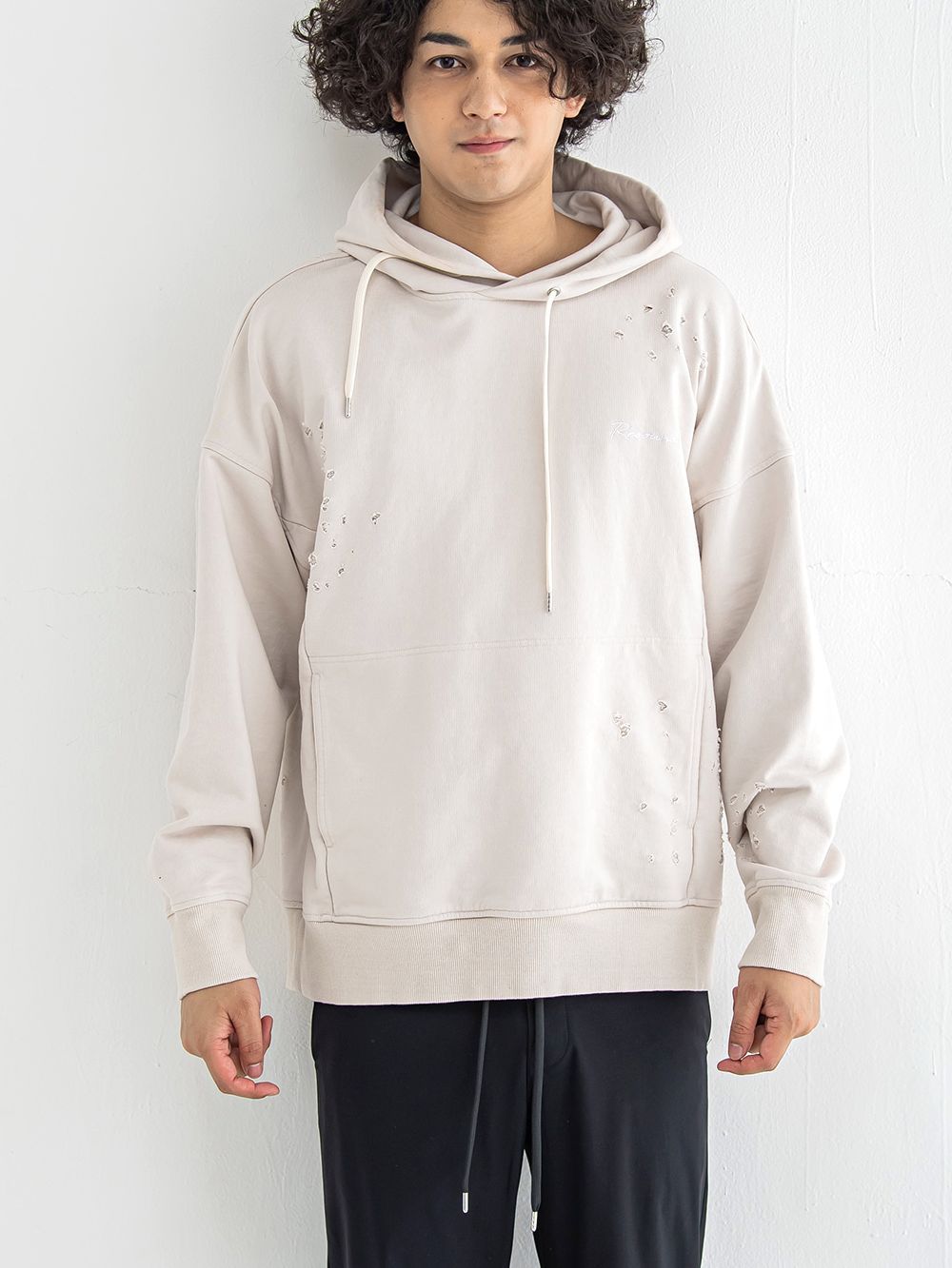 RESOUND CLOTHING - VINTAGE loose hoodie (ホワイト) 度詰め裏毛