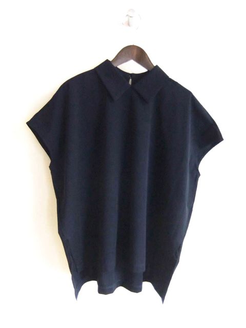 【Klassiek】 コットン フライス 襟付き フレンチS Tシャツ  （ネイビー）   K150303M