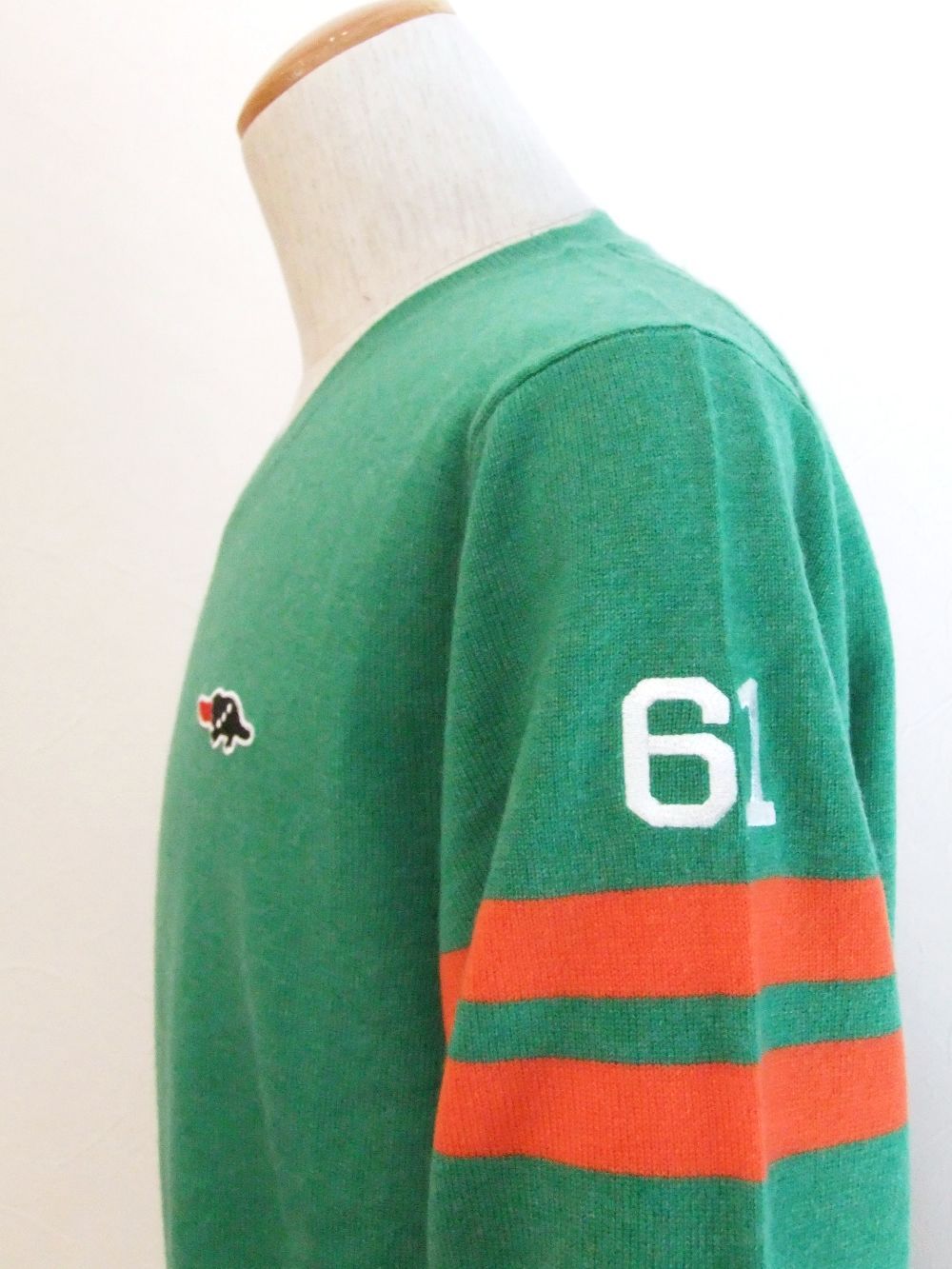 COLLEGE CASHMERE   カシミア Vネックセーター ( グリーン )  RSM-21263