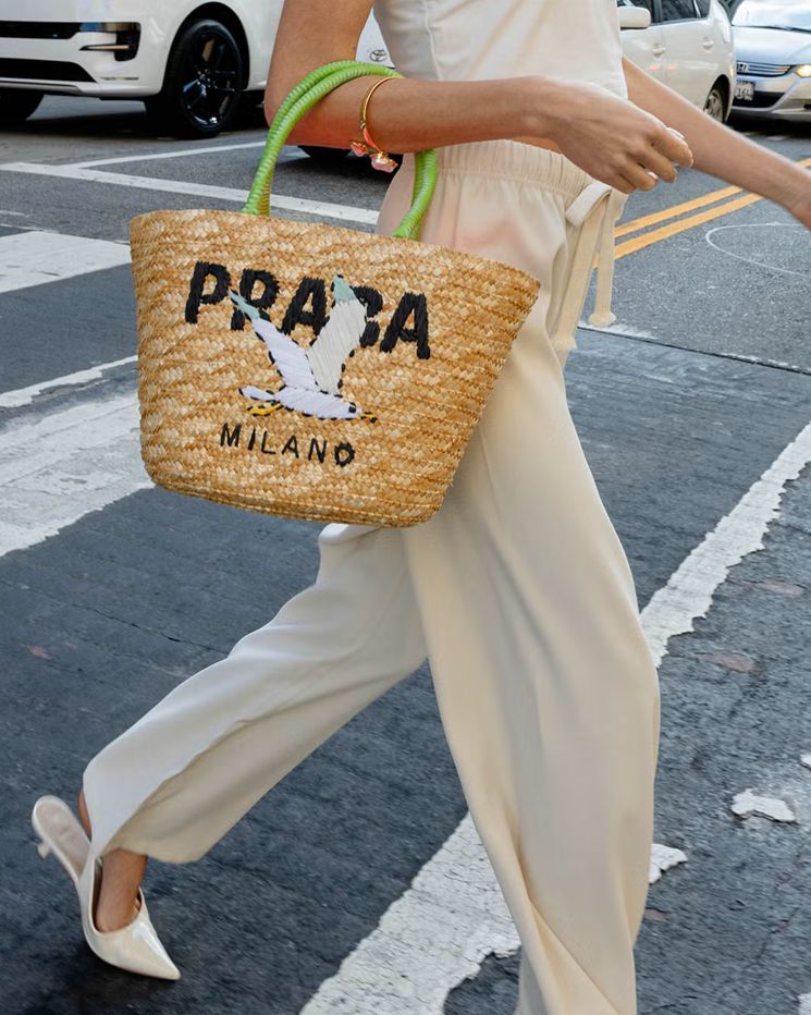 【MICALLE MICALLE Account】 HOMMAGE LARGE BASKET BAG 大 （ピンク×グリーン） オマージュ バスケット バッグ  MAB100GEB