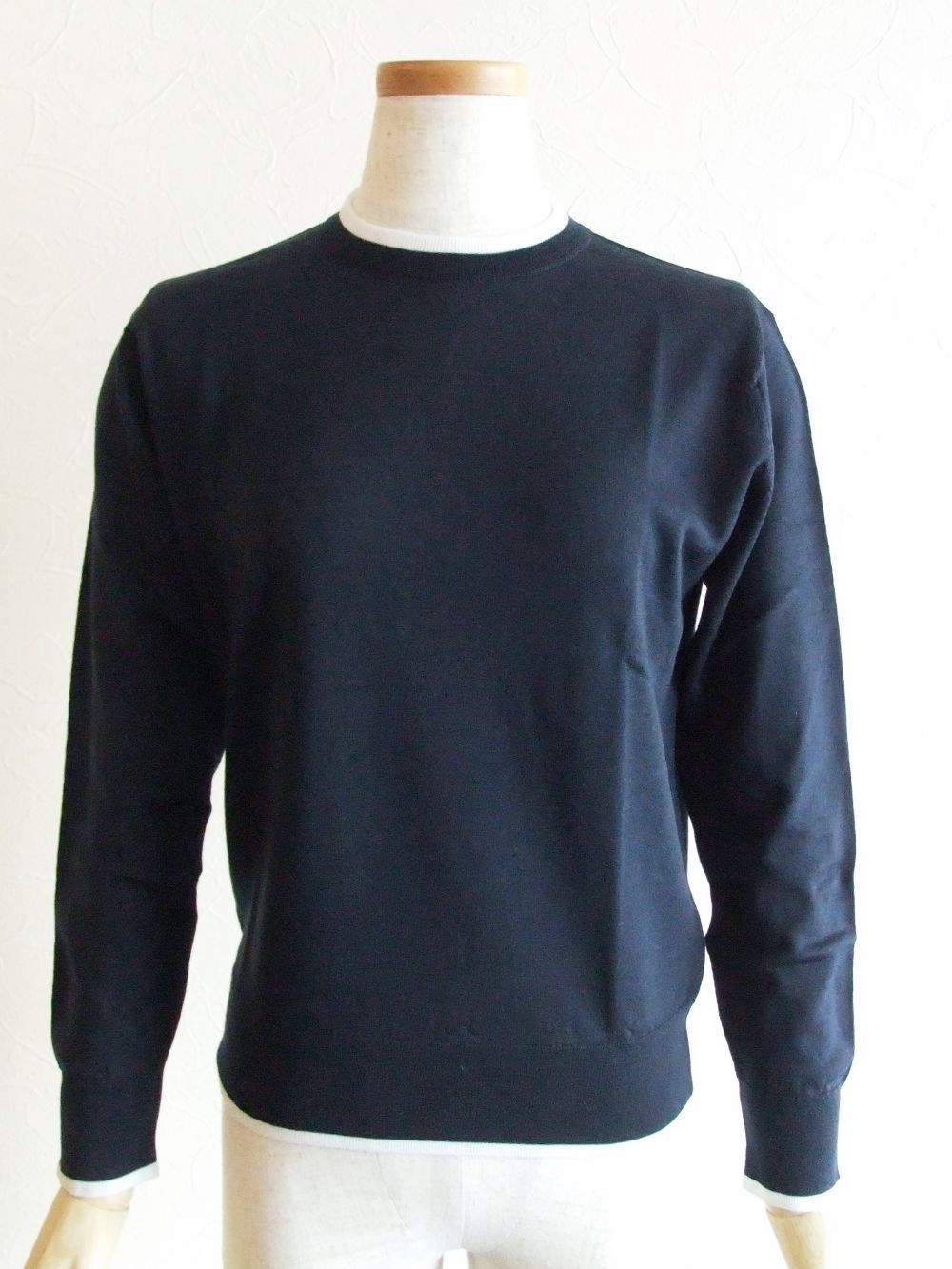 《LADIES》 A4596  30G ウール  9分袖 クルーネック ニット