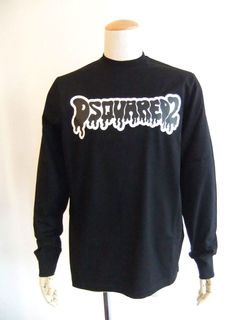 DSQUARED2 L/T-SHIRT (ブラック)  ロゴプリント 長袖Tシャツ  S74GD1295