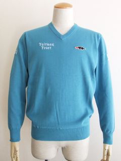 FAIRWAY FEVER V- NECK   ロゴ入りVネックセーター (ターコイズ) RSM-22087