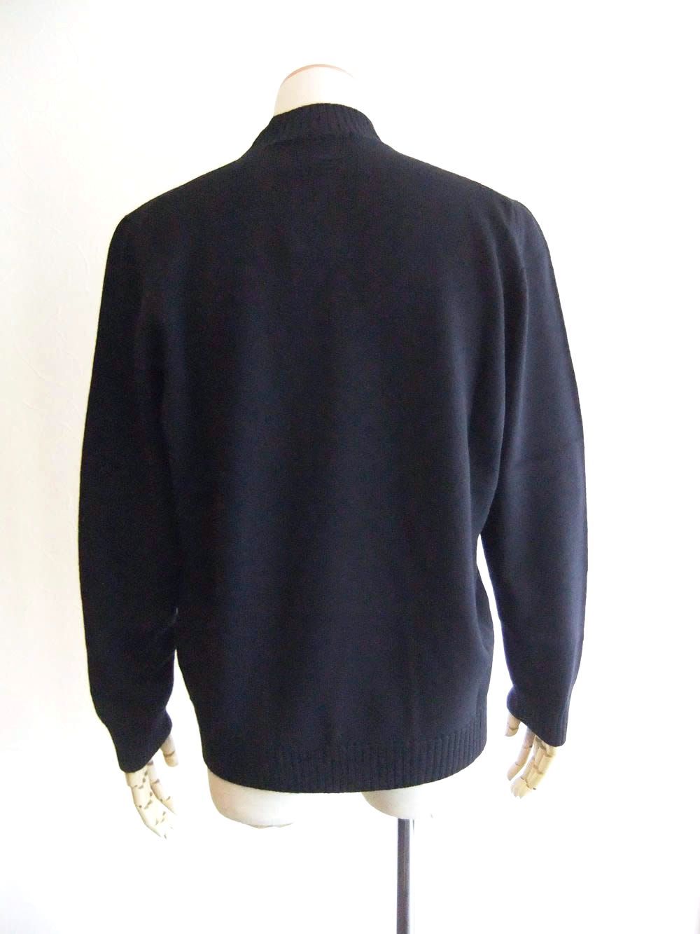 【D7M144】メリノ ミドルゲージ モックネック ニット  (ネイビー)