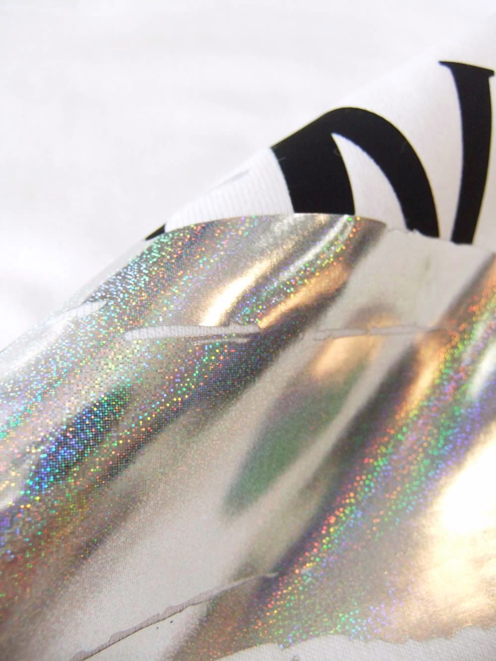 【MICALLE MICALLE Account】 HOMMAGE CFLINF FOIL PAINT T-SHIRT  (ホワイト×シルバー)  ロゴ T-SHIRT   MAA107TEA