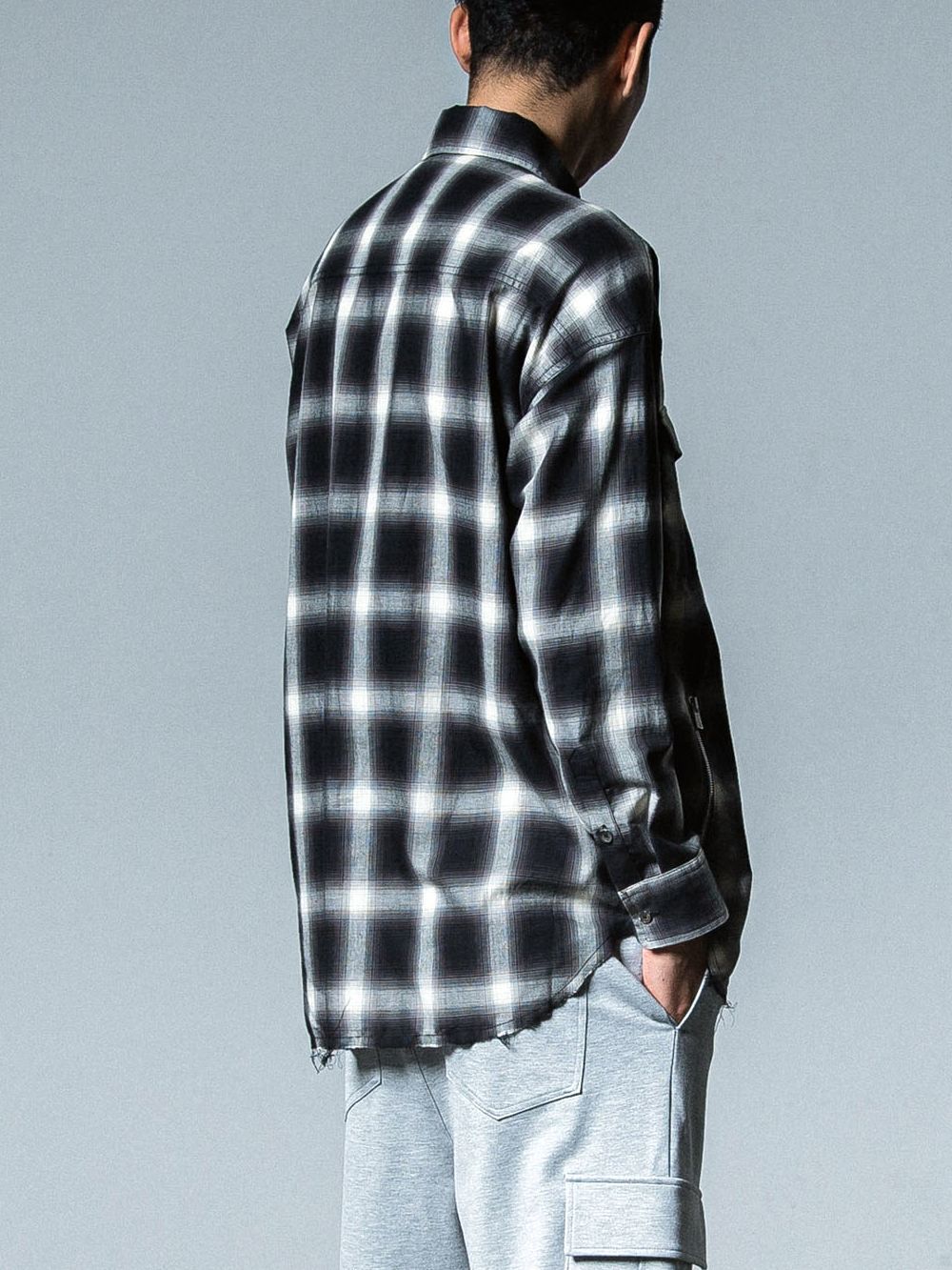 OVER GOWN CHECK SHIRTS （ブラック）  オ－バーサイズ チェックシャツ
