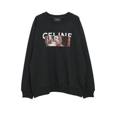 【MICALLE MICALLE Account】 HOMMAGE  CE SWEATSHRIT (ブラック)   ロゴ Tトレーナー  MAG106TDC