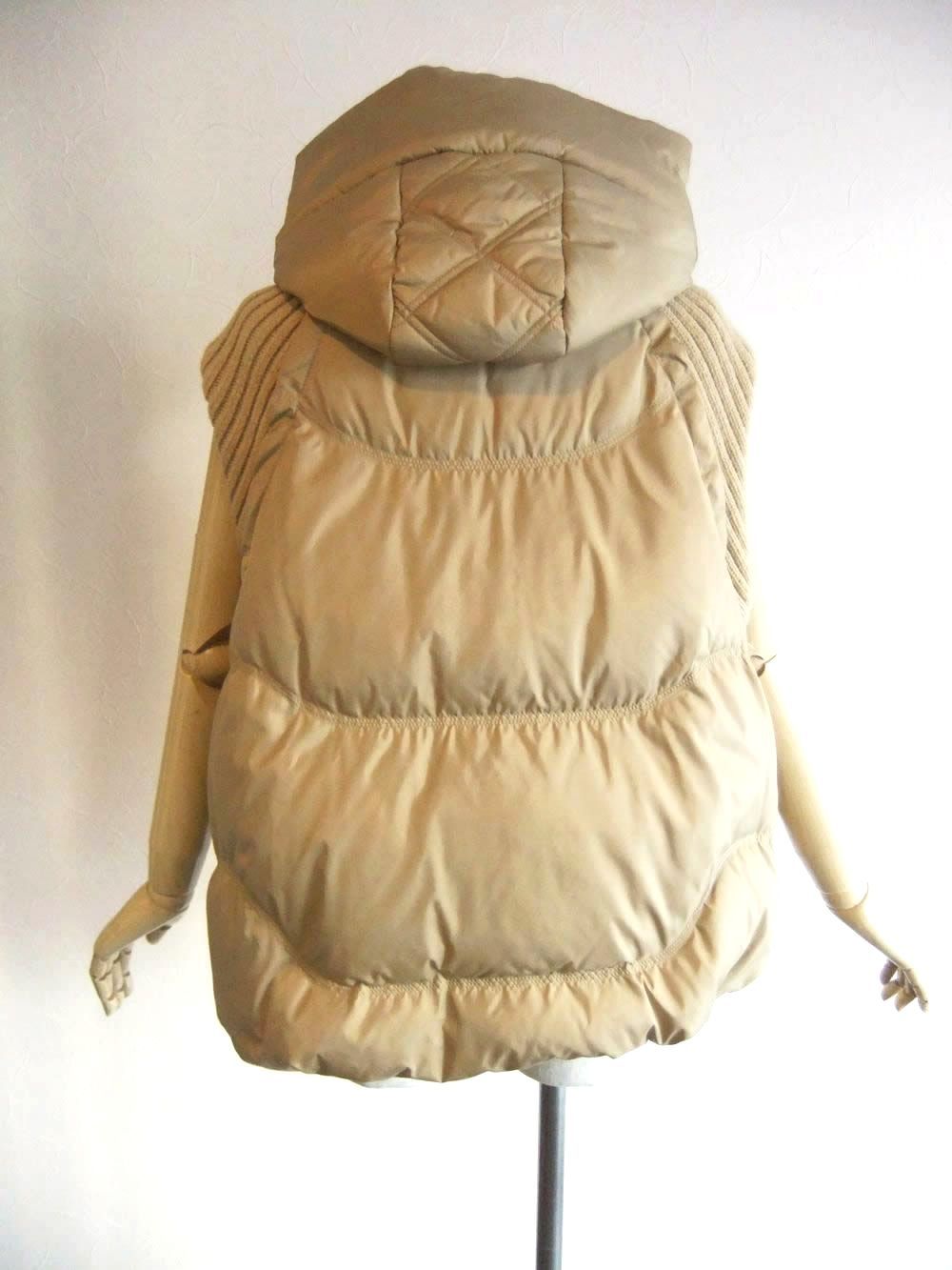 ニット × ダウン フードベスト  (キャメルベージュ)  546414