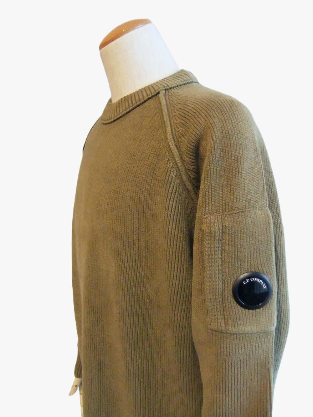 CHENILLE COTTON CREWNECK LENS SWEATER (ブラウン)   コットン クルーネックニット