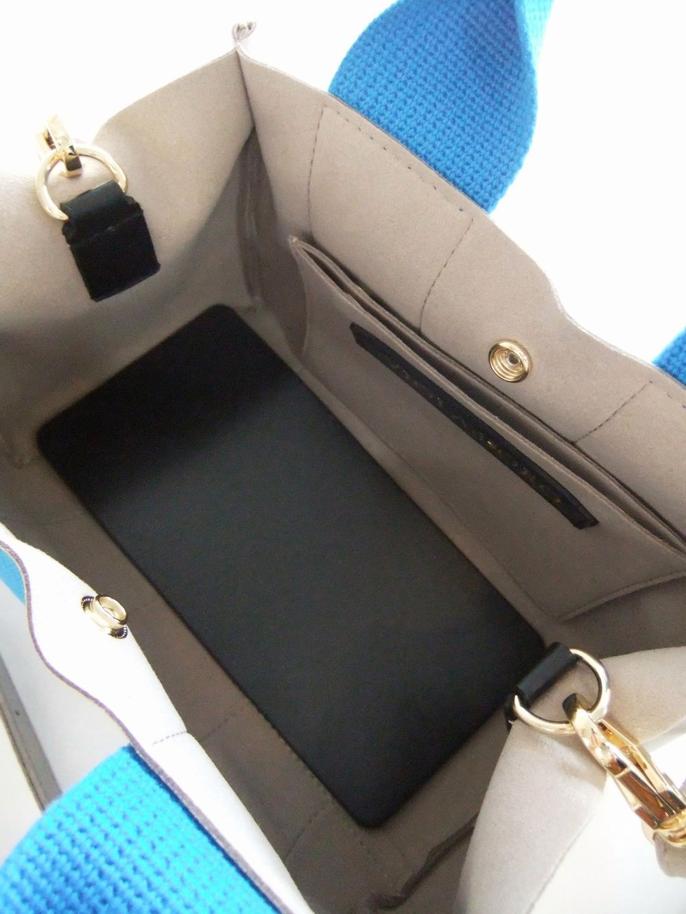 スエード調 トートバッグ  Sサイズ  (サンドベージュ × コバルトブルー)  GINO  V-2075