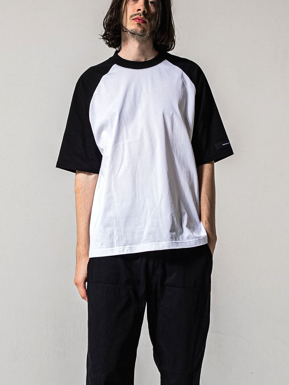 BACK RC RAGLAN OVER T  (ホワイト / ブラック)   グランスリーブオーバーTシャツ